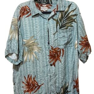 Boca Classics Men’s XL Silk Blend Hawaiian Island Shirt Blue Button Up